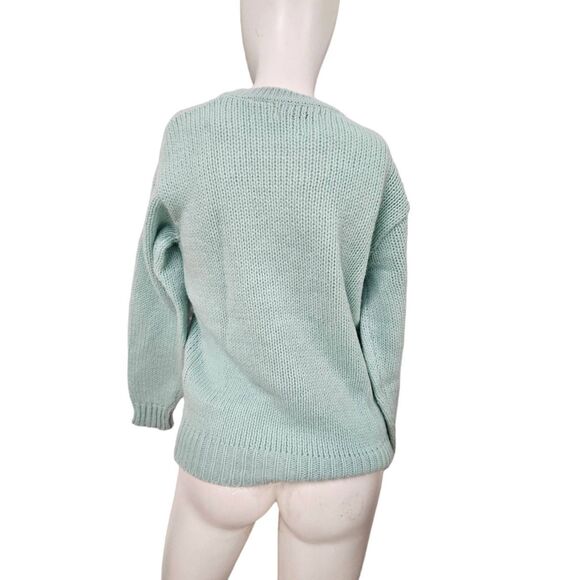 Majestic International Vintage 80's Wool Blend Blue Kitten Sweater Medium - Picture 5 of 9